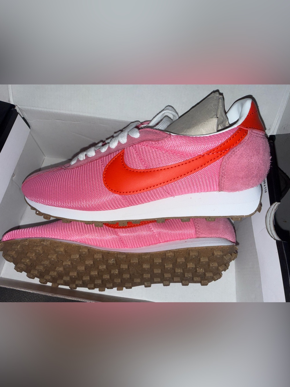 Nike Women's Pink Sneakers with Orange Swoosh Size 10- Best Fit 9.5